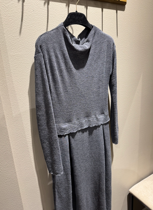 By Basics 7045 Dress w/ Pleats Long Anthrasite Melange