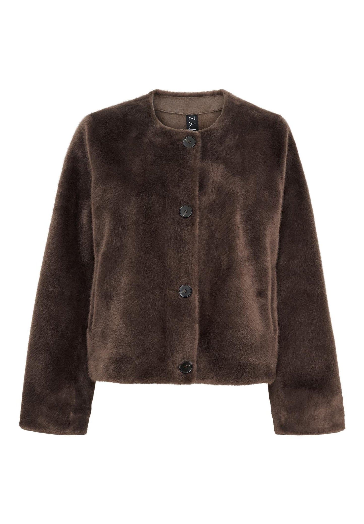 Notyz Faux Fur Jacket Dark Brown