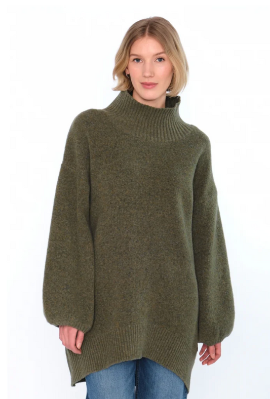 HÉST Fam Patch Long Sweater Winter Moss