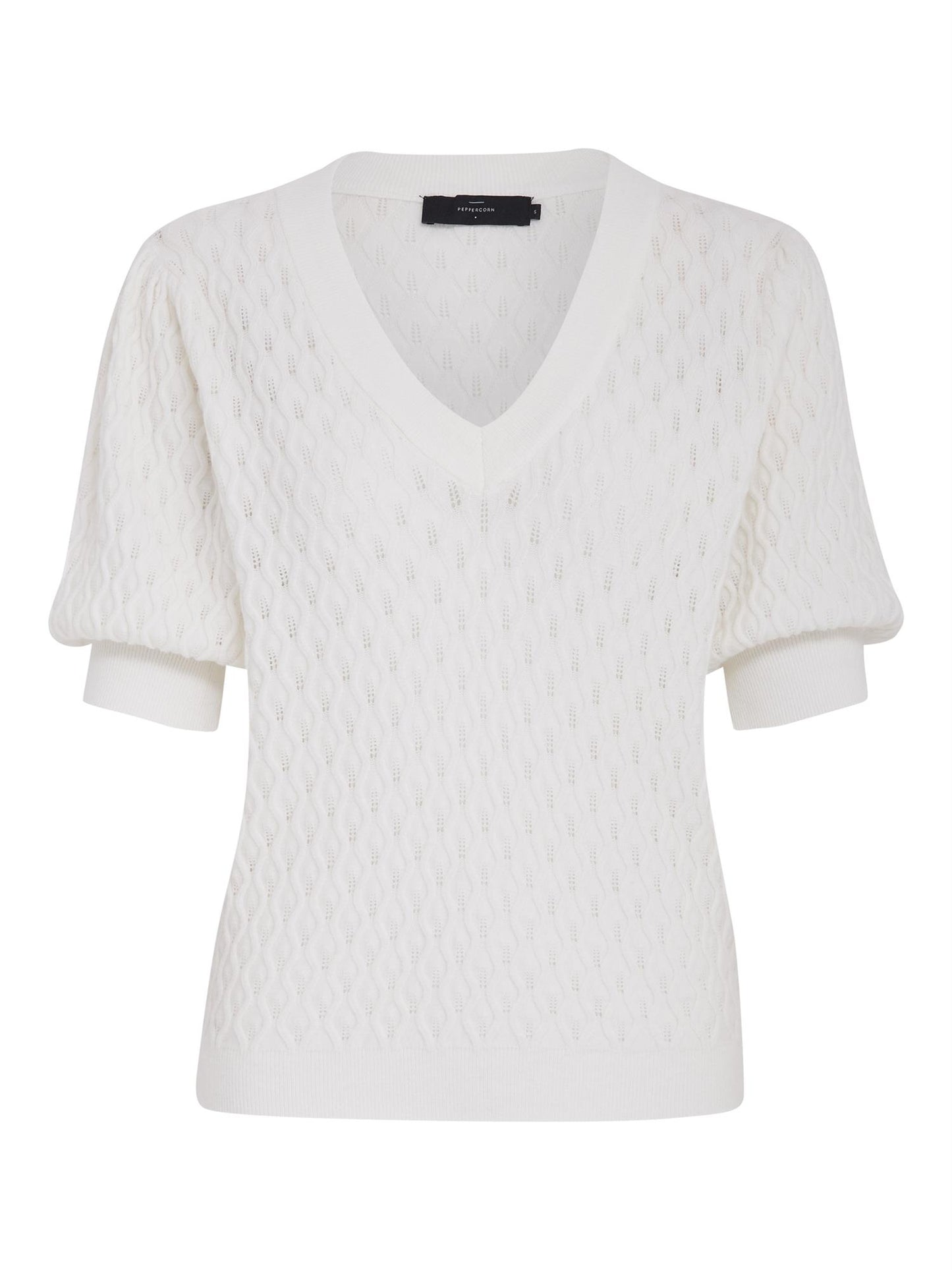 Peppercorn Rosalia Puff Sleeve Knit Tee Cloud Dancer