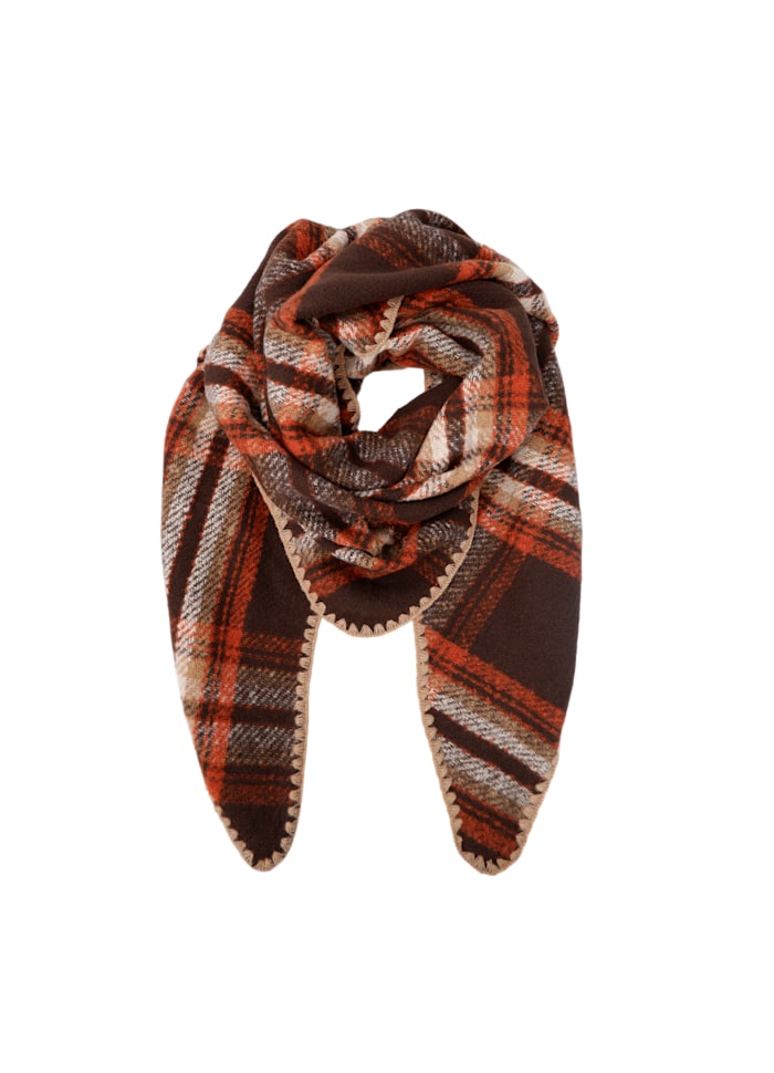 Black Colour Leoni Chequered Scarf Mocca