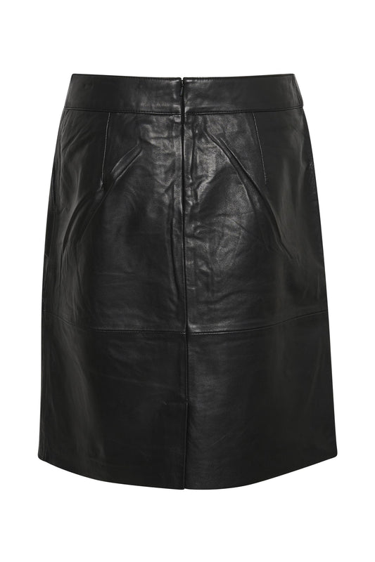 Culture Berta Leather Skirt Black