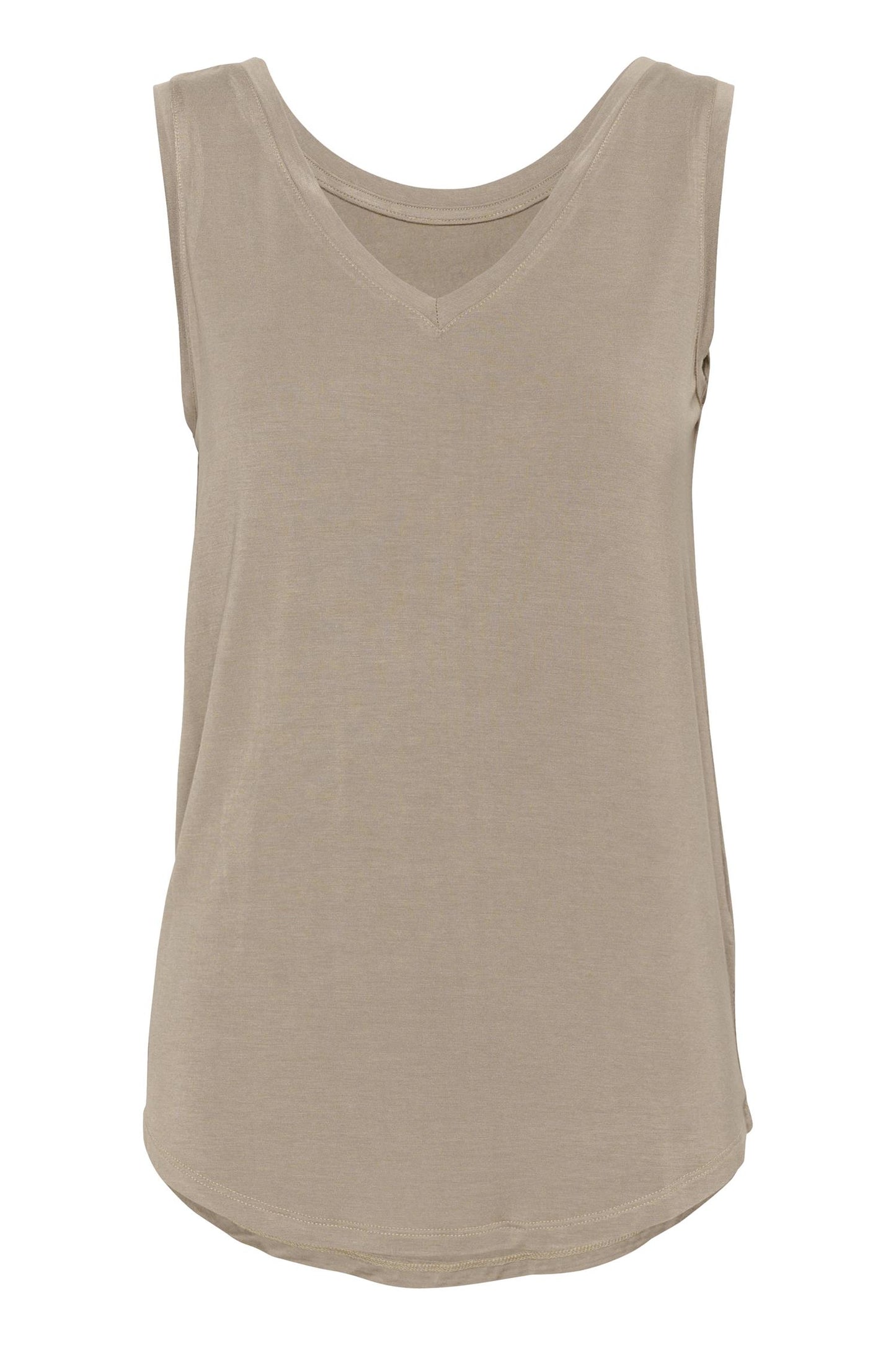 Culture Poppy VO-neck Tank Top Timber Wolf
