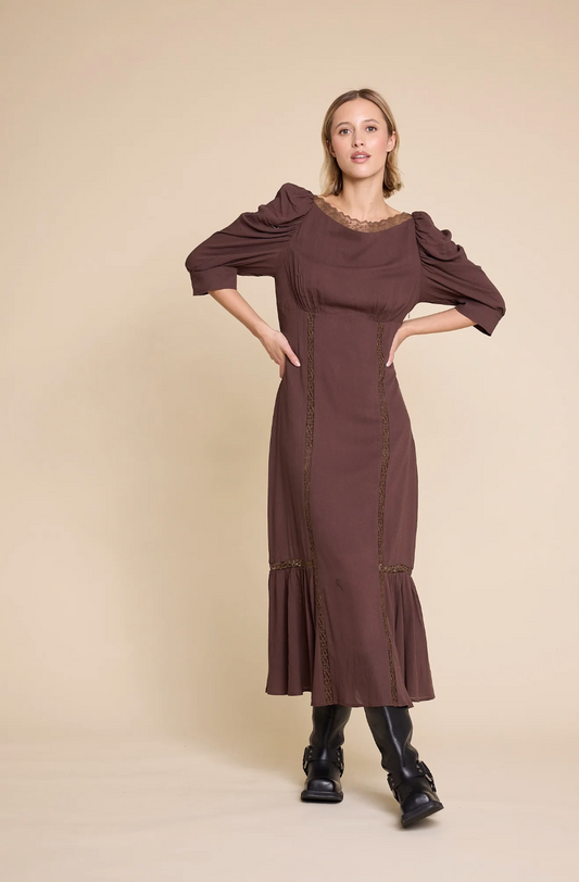 Line of Oslo Dorothy Solid Dress Brown
