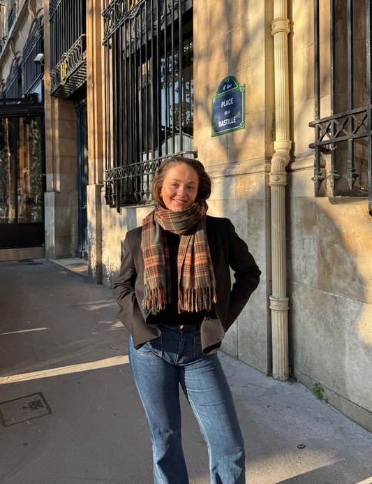 Noma Ull/Cashmere Ruteskjerf Grønn/Orange