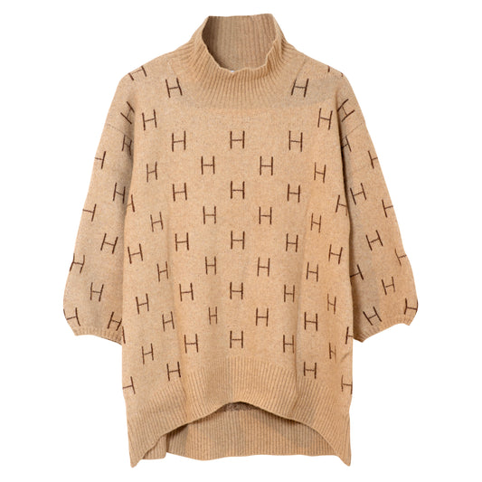 Hést Fam Sweater Long Beige With Brown