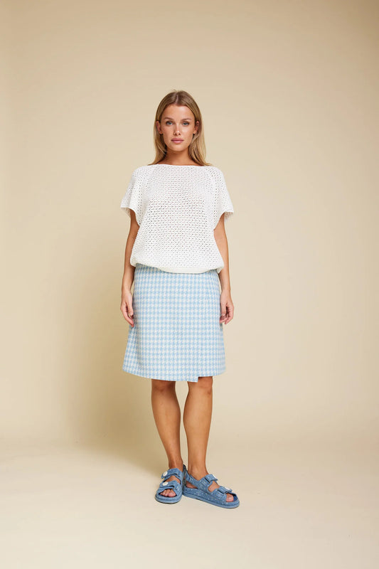 Line of Oslo Granny Knitted Blouse White