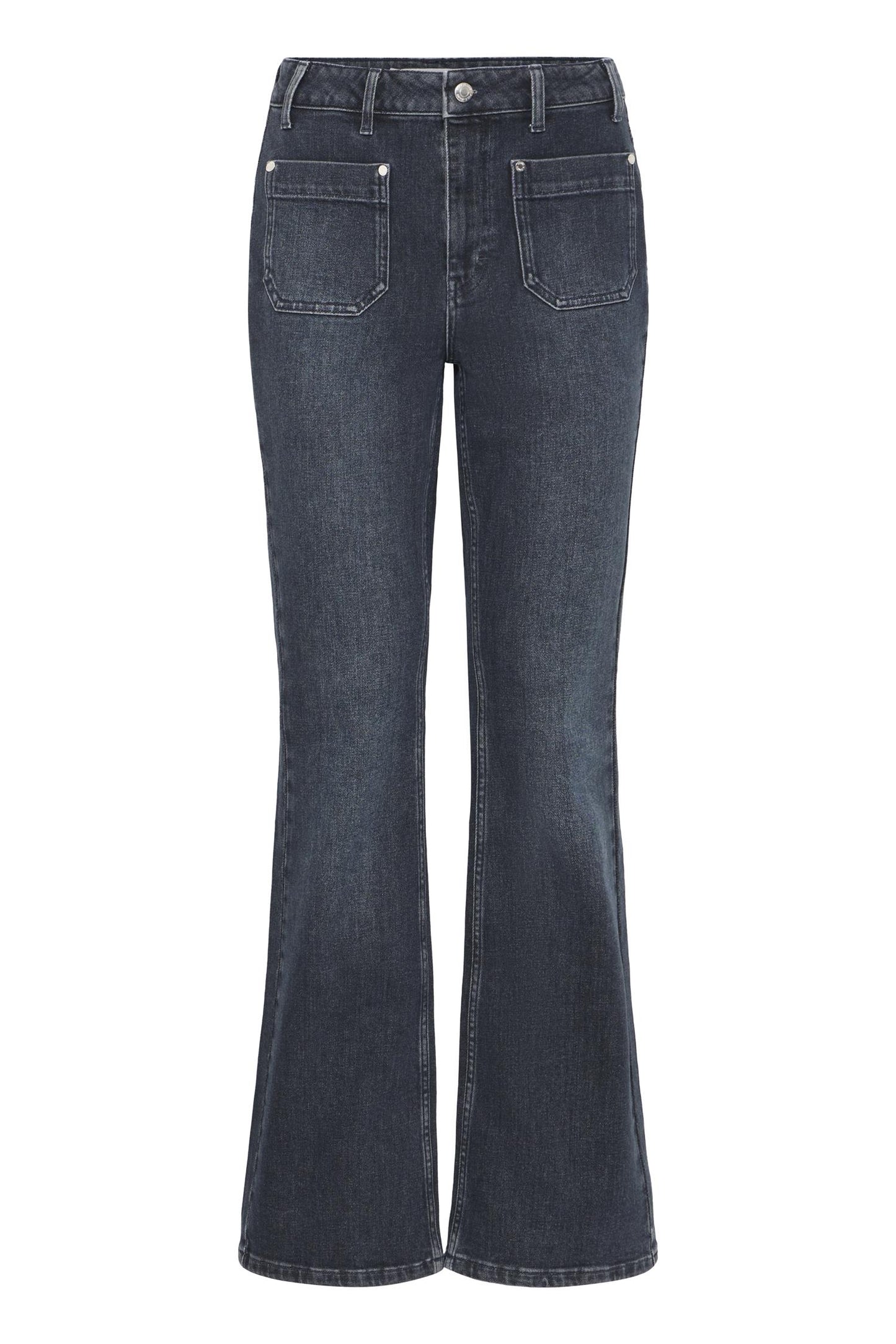 Pulz Bella UHW Bootcut Leg Blue Grey
