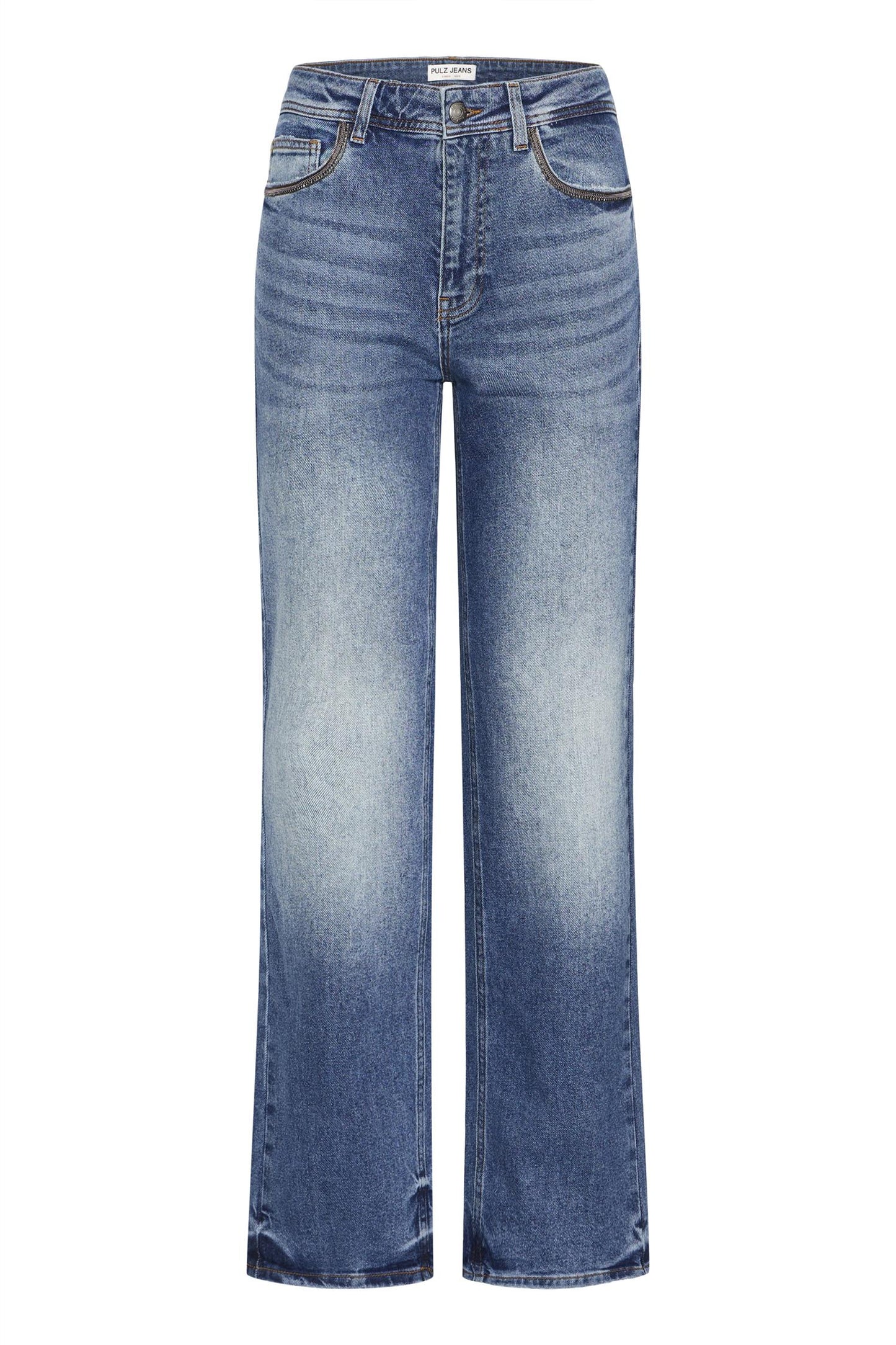Pulz Fay HW Jeans Straight Leg Medium Blue