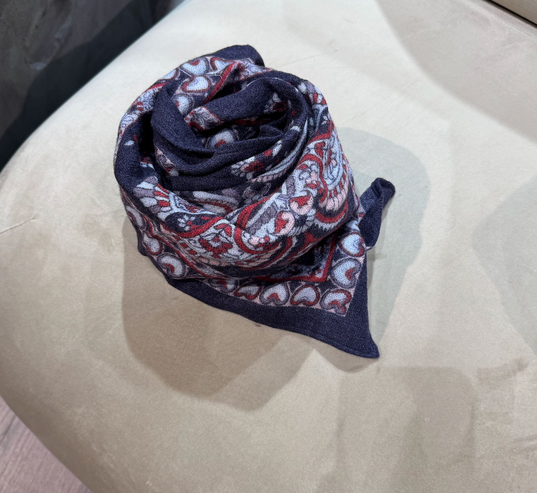 Rah Oslo Freya Wool Printed Scarf Navy