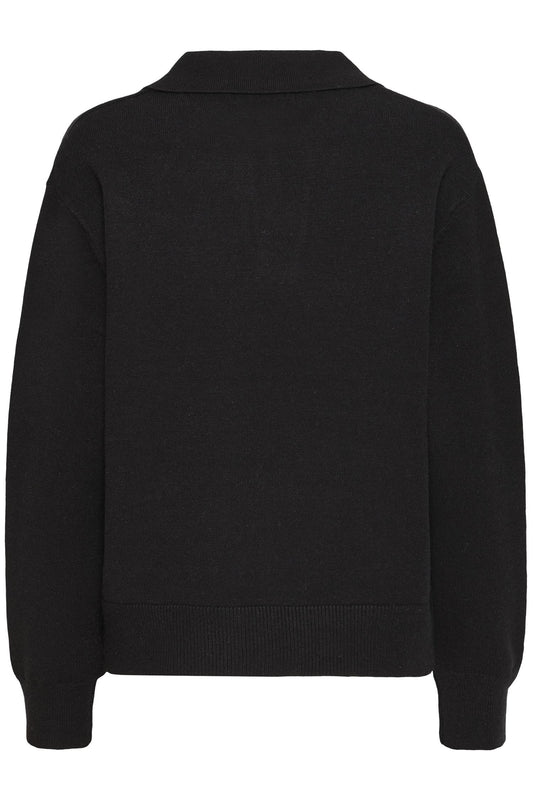Pulz Steffi Open Polo Pullover Black Beauty