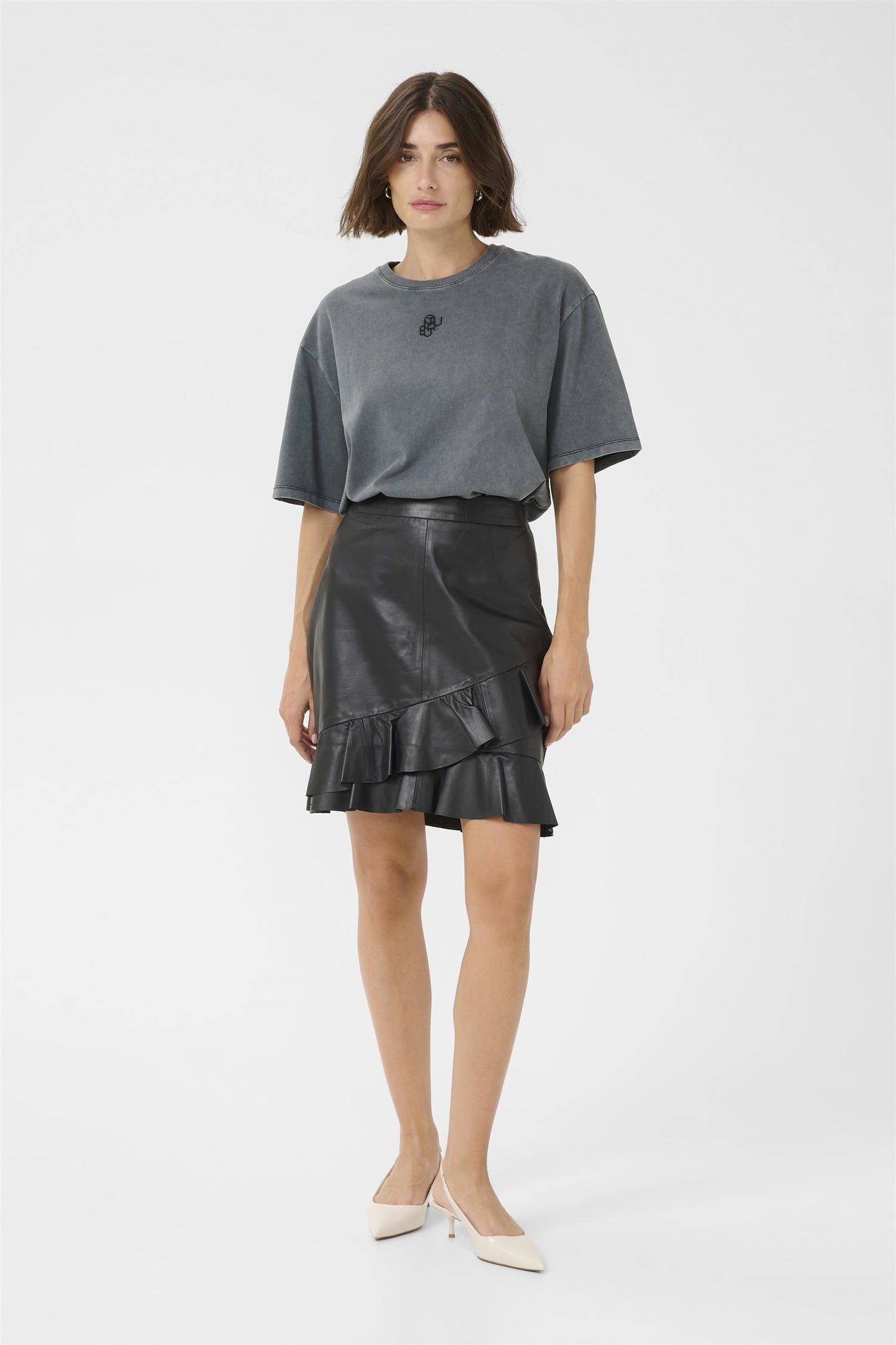 Culture Atam Canja Leather Skirt Black