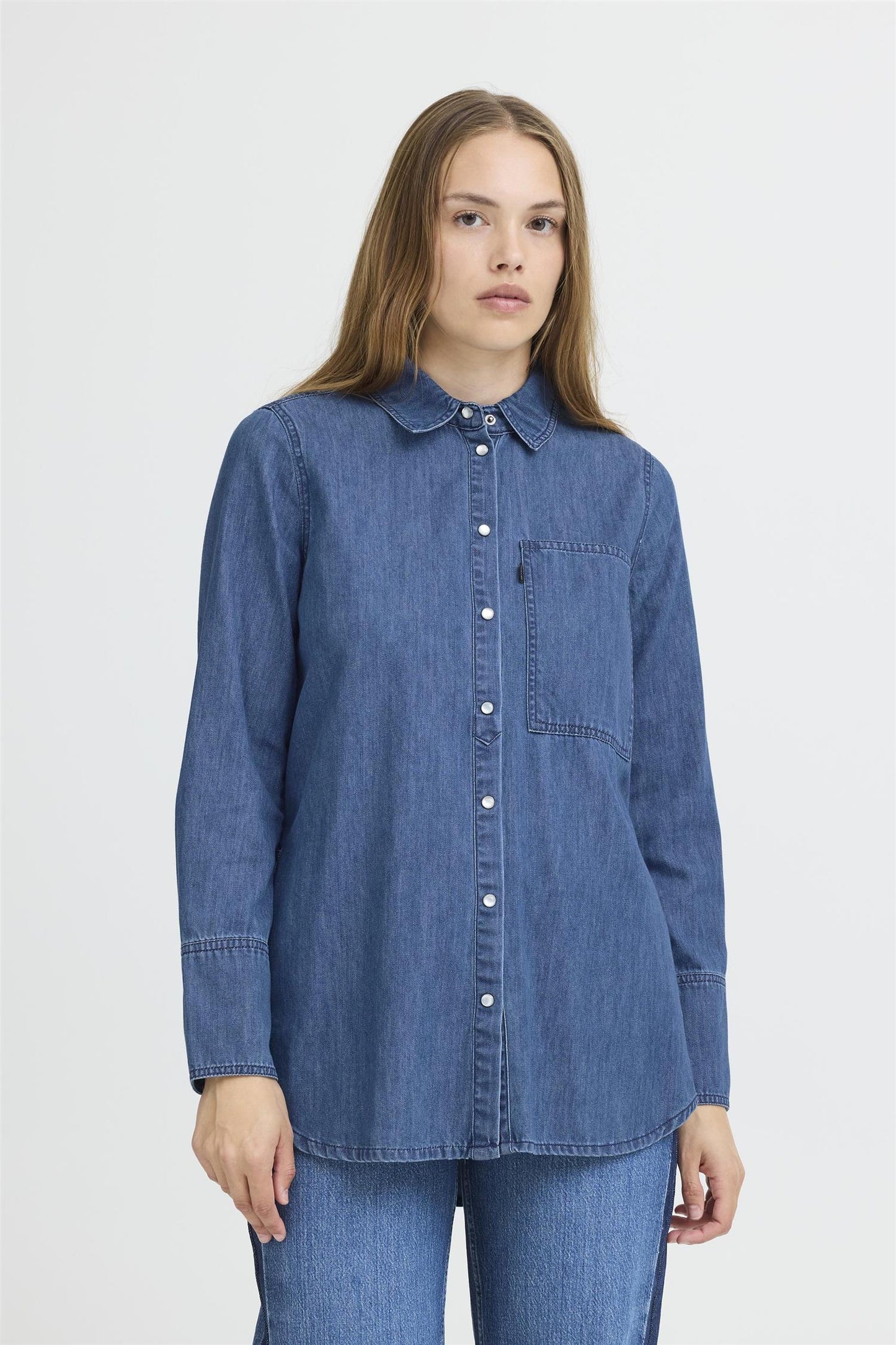 Pulz Sylvie Shirt Medium Blue Denim