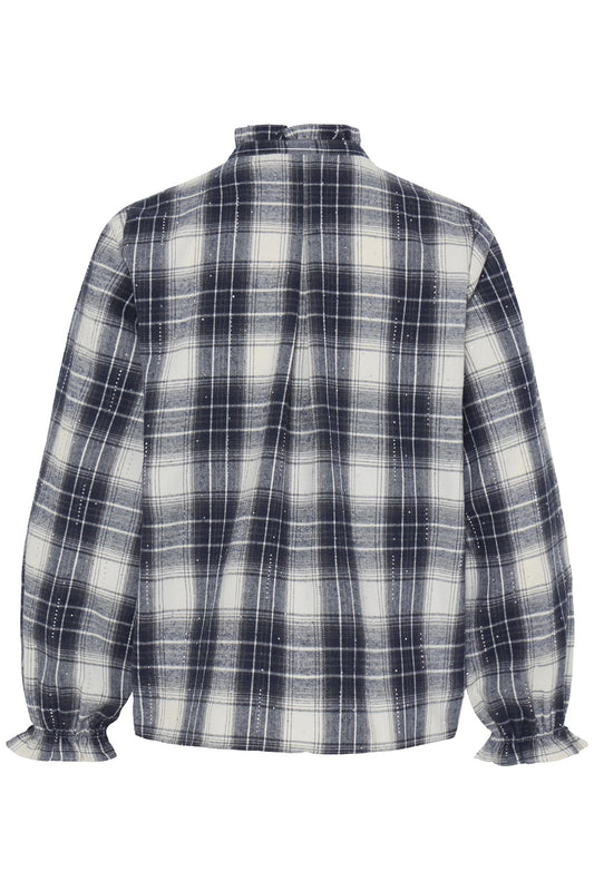 Pulz Kamma LS Frill Shirt Blue/beige