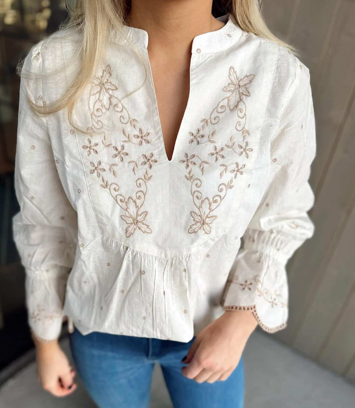 Rah Oslo Emma Blouse Embroidery Off White