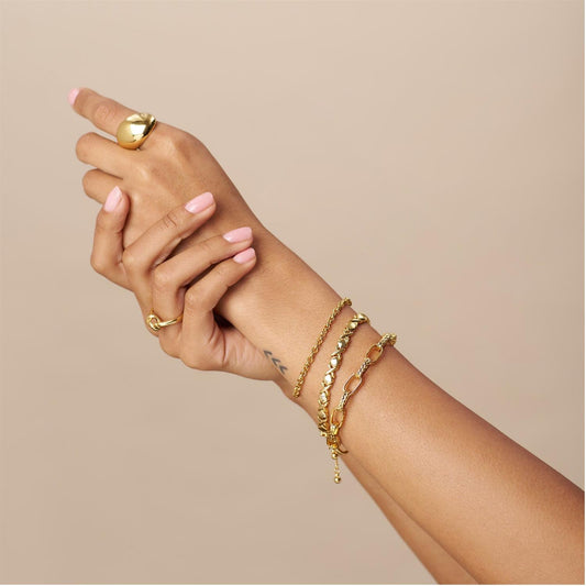 Orelia Textured Oval Link Bracelet Gold