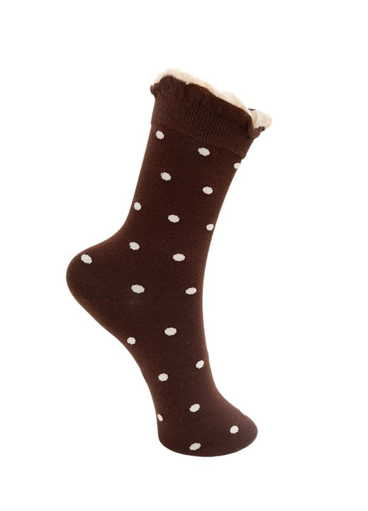 Black Colour Lumina Sock Coffee w/dots