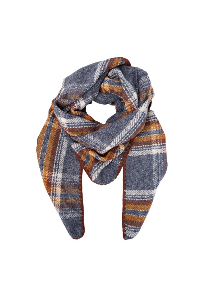 Black Colour Leoni Chequered Scarf Grey
