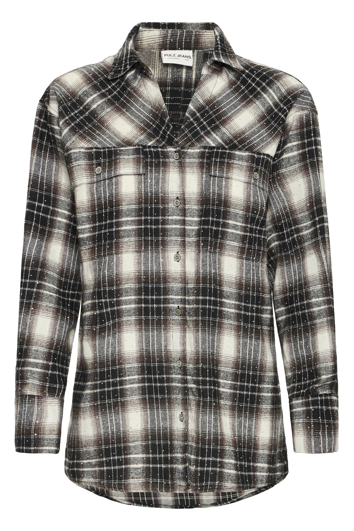 Pulz Katelyn Oversized Shirt Brown Black