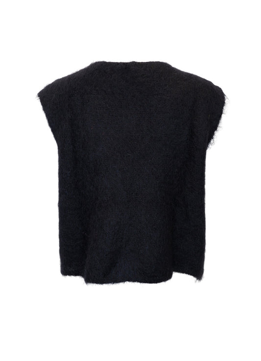 Black Colour Bjoerk Knitted Button Vest Black