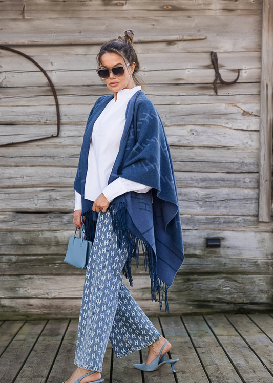 HÉST London Shawl Blue With Dark Blue