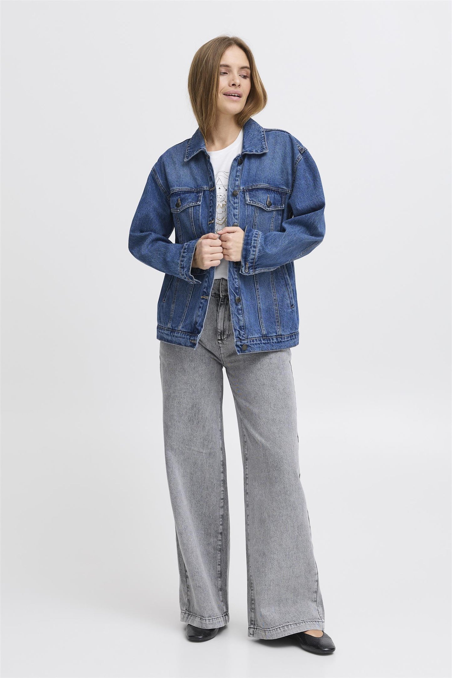 Pulz Alora Denim Jacket Medium Blue Denim