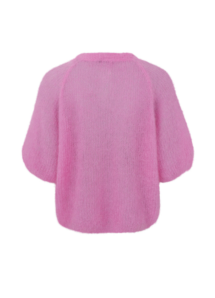 Black Colour Bjoerk Patent Knit Cardigan Pink