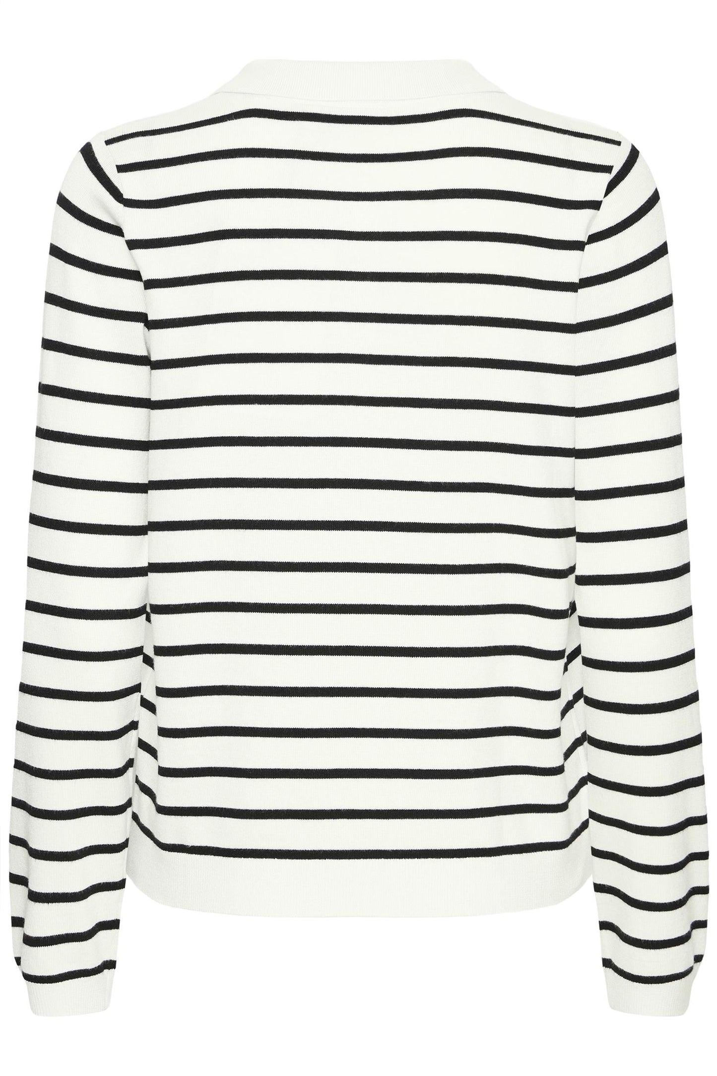 Pulz Sara Striped Polo Long Sleeve Black Beauty
