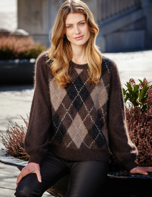 Ane Mone Argyle Pullover Brown