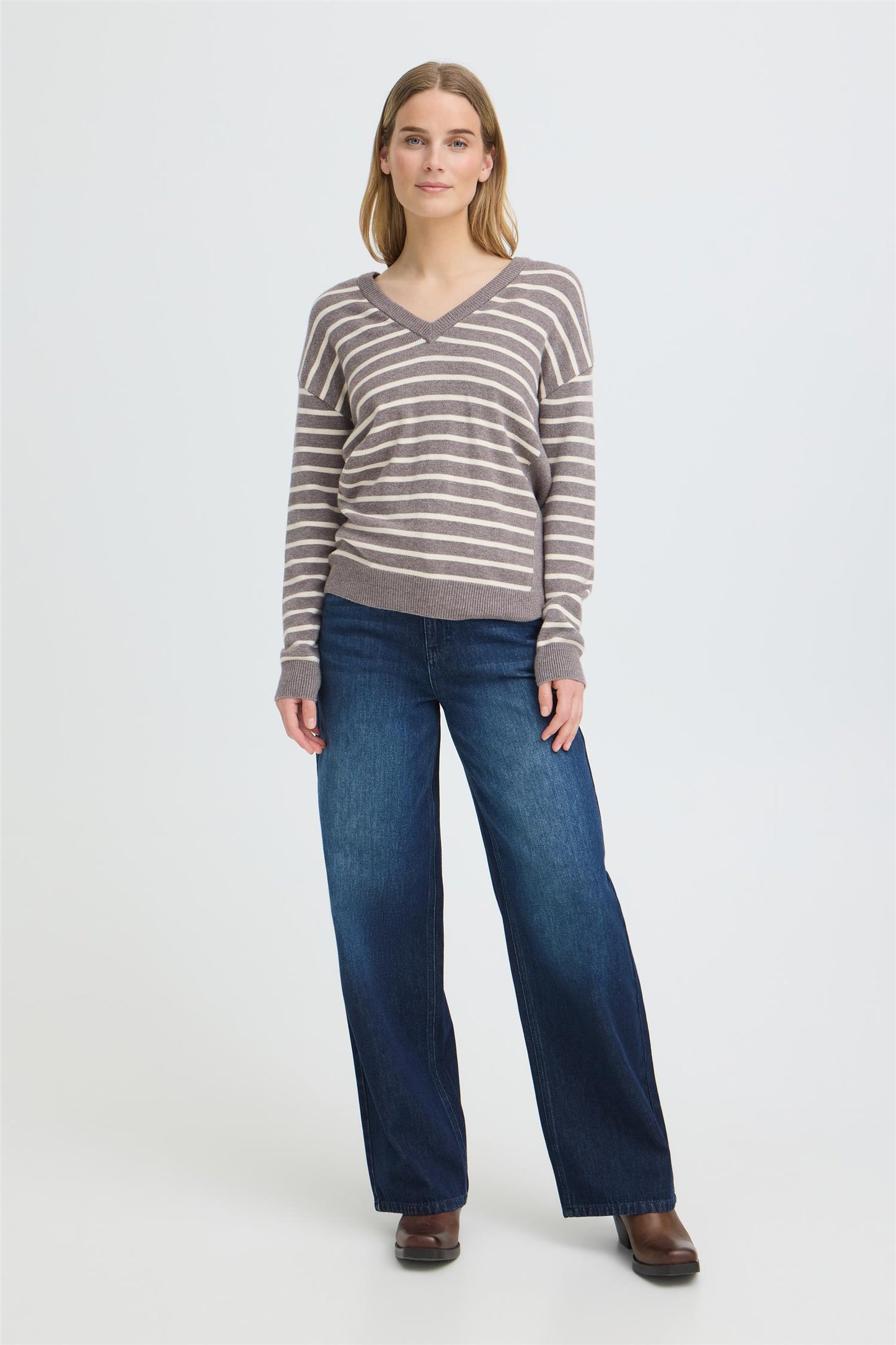 Pulz Steffi Stripe Pullover Chocolate
