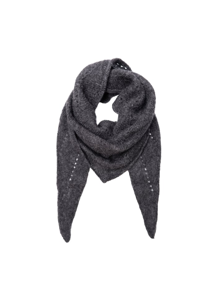 Black Colour Dell Knitted Mini Scarf Dark Grey Melange