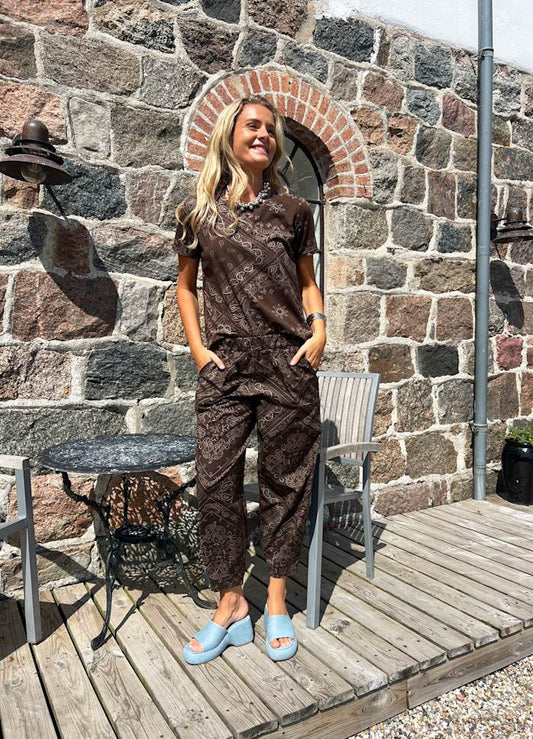 Black Colour Zelda SS T-Short Coffee Paisley