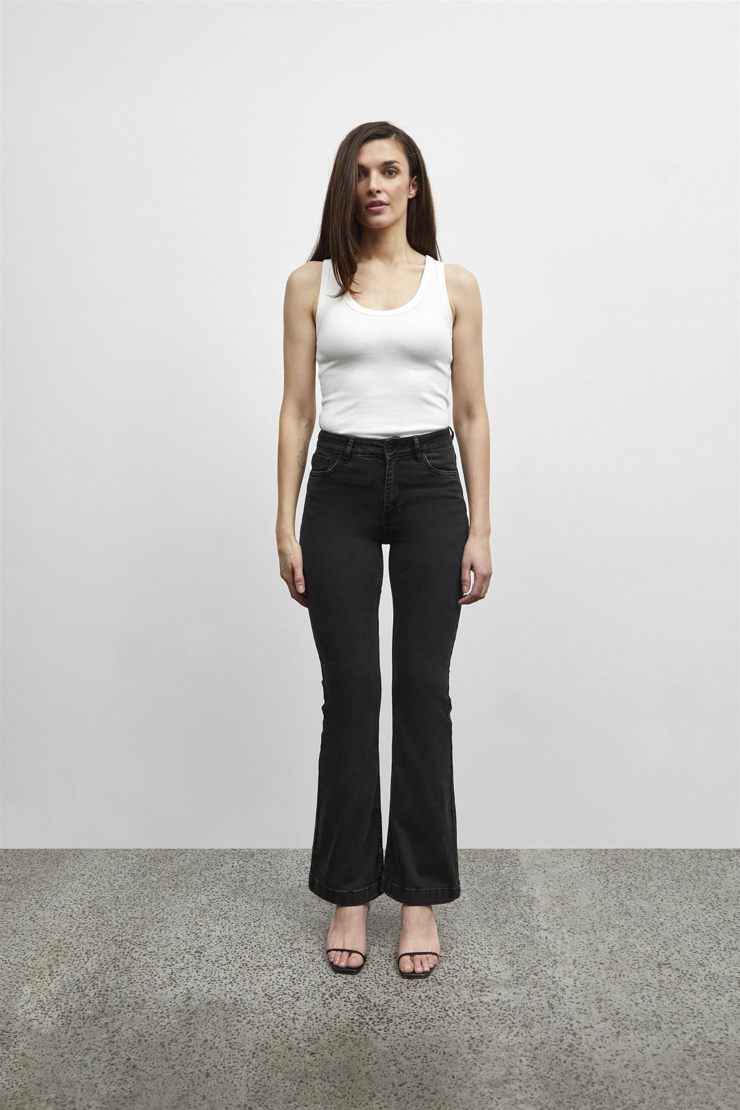 Pulz Becca UHW Bootcut Leg Black Denim