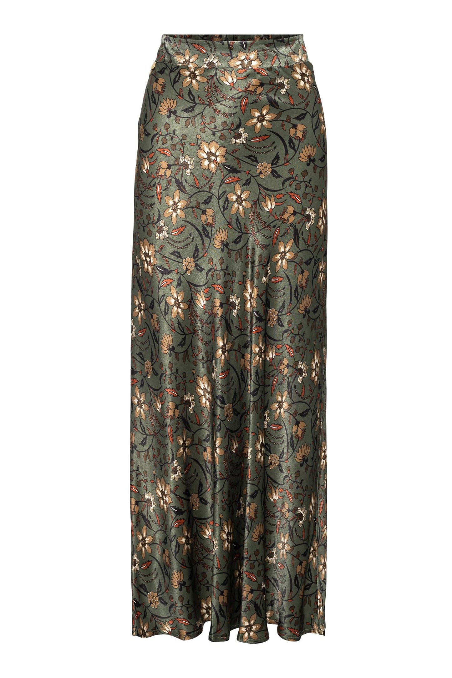 Rah Oslo Long Bias Cut Skirt Green Midi Print