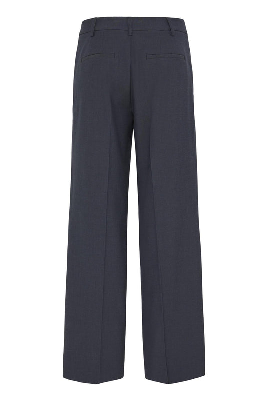 Pulz Bindy Melange HW Pant Wide Leg Dark Sapphire