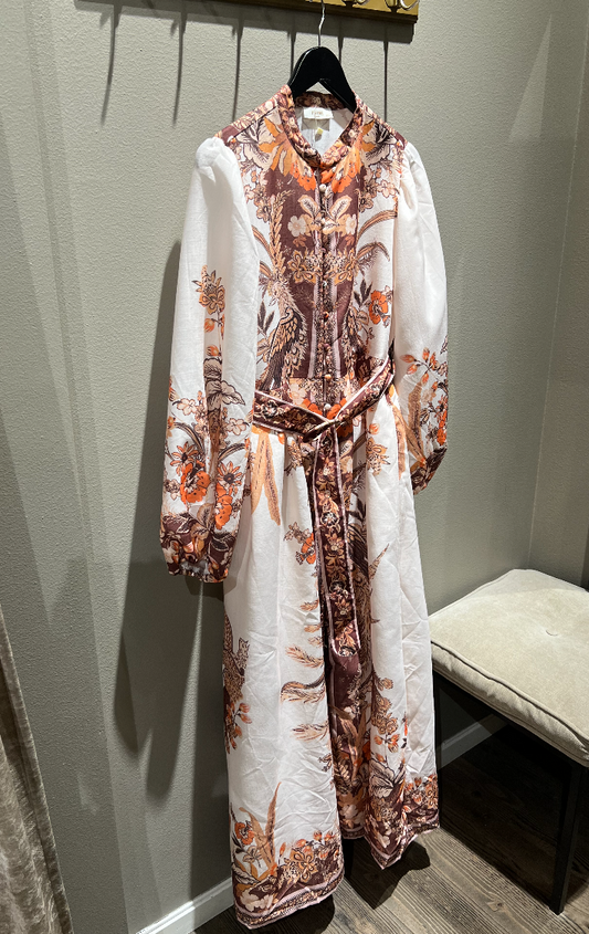 From Paris With Love Kjole Med Fugler Beige