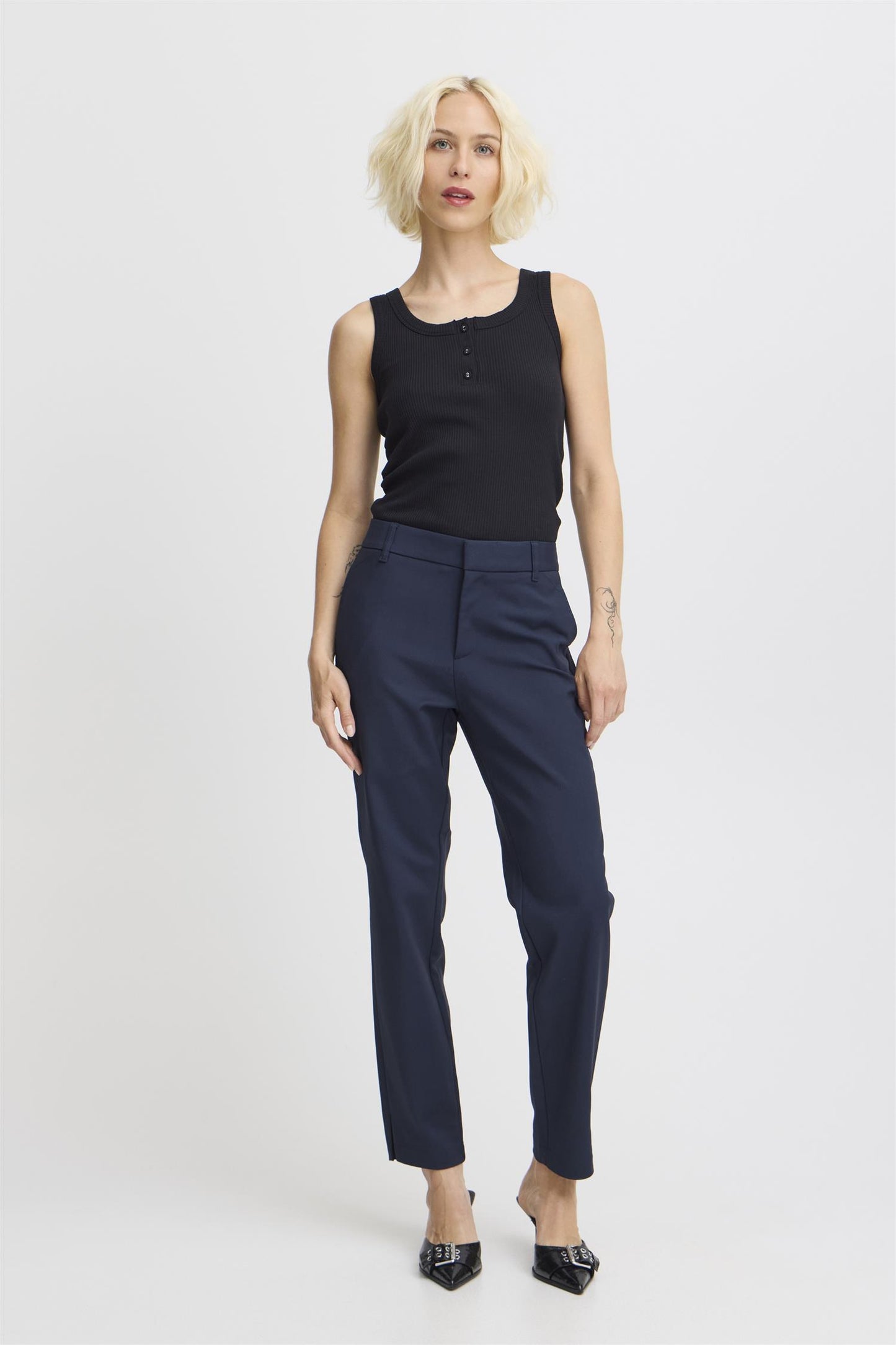 Pulz Bindy HW Pant Ankl. Skinny Leg Dark Sapphire