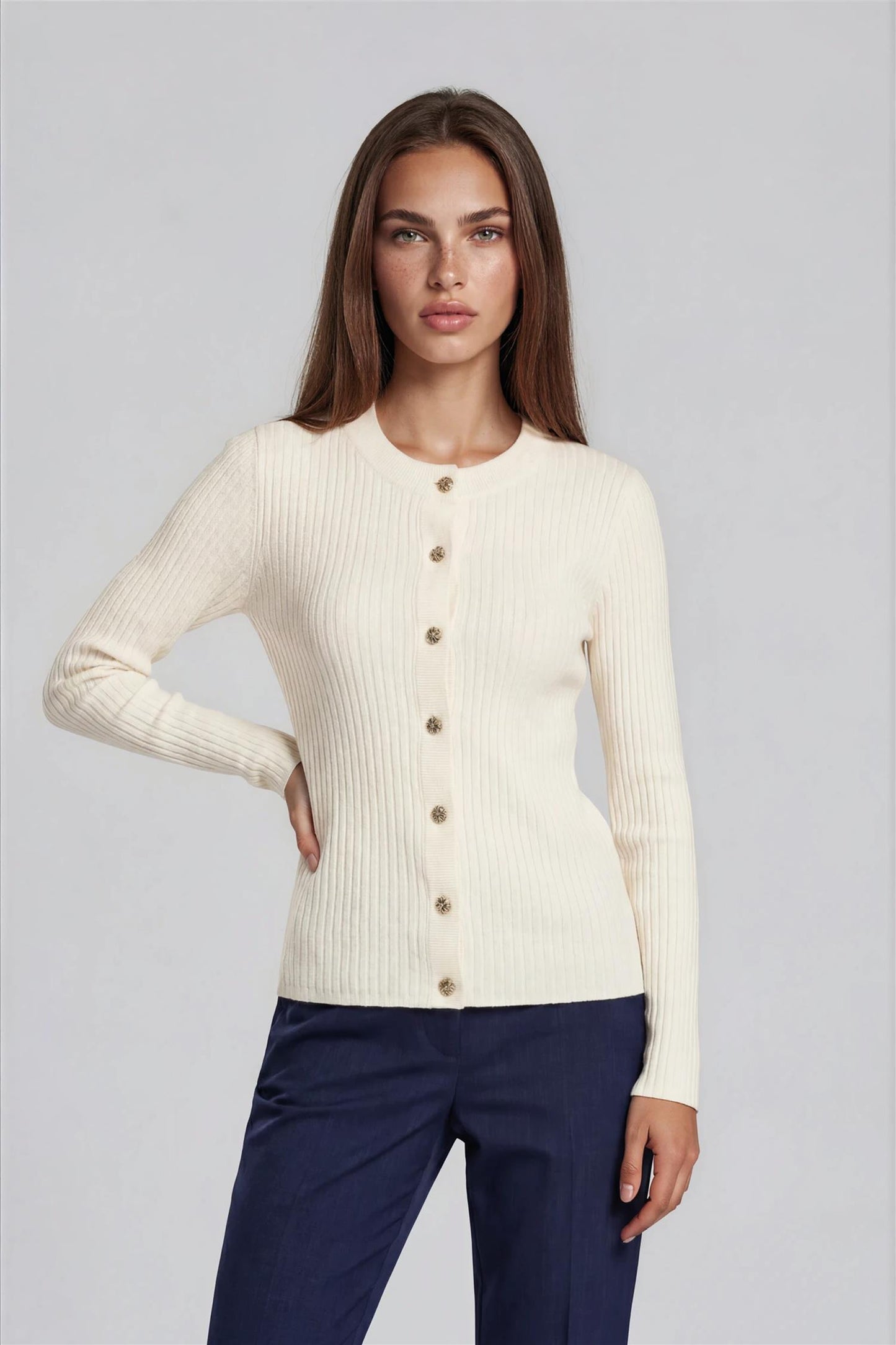 Rue de Femme Lope Knit Cardigan White