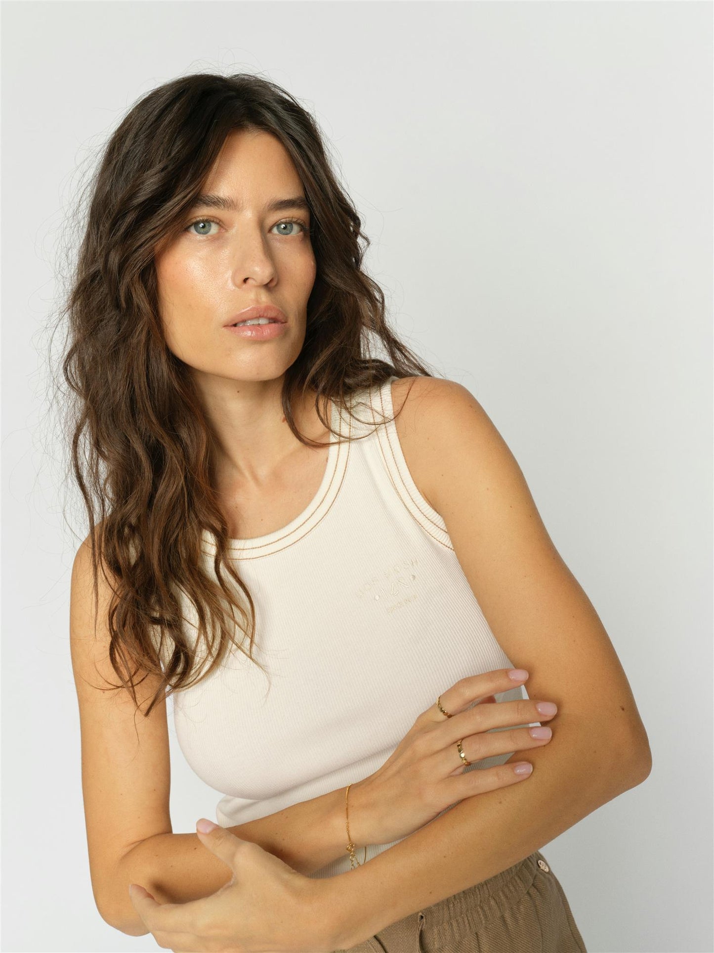 Mos Mosh Ara Rib Tank Top Ecru