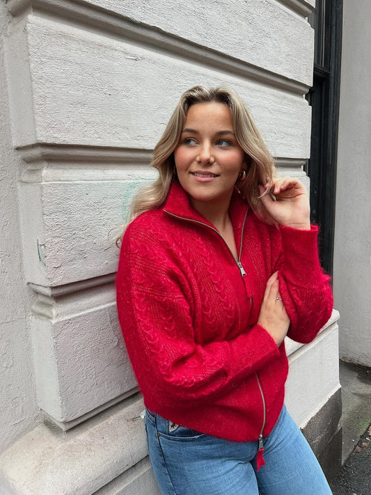 Rah Oslo Alexis Cardigan Braided Rasberry