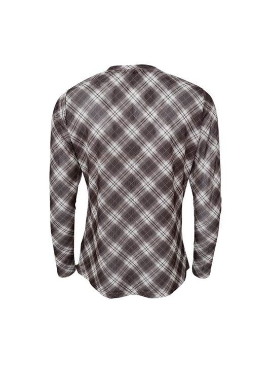 Black Colour Kamma Mesh Blouse Brown Tartan