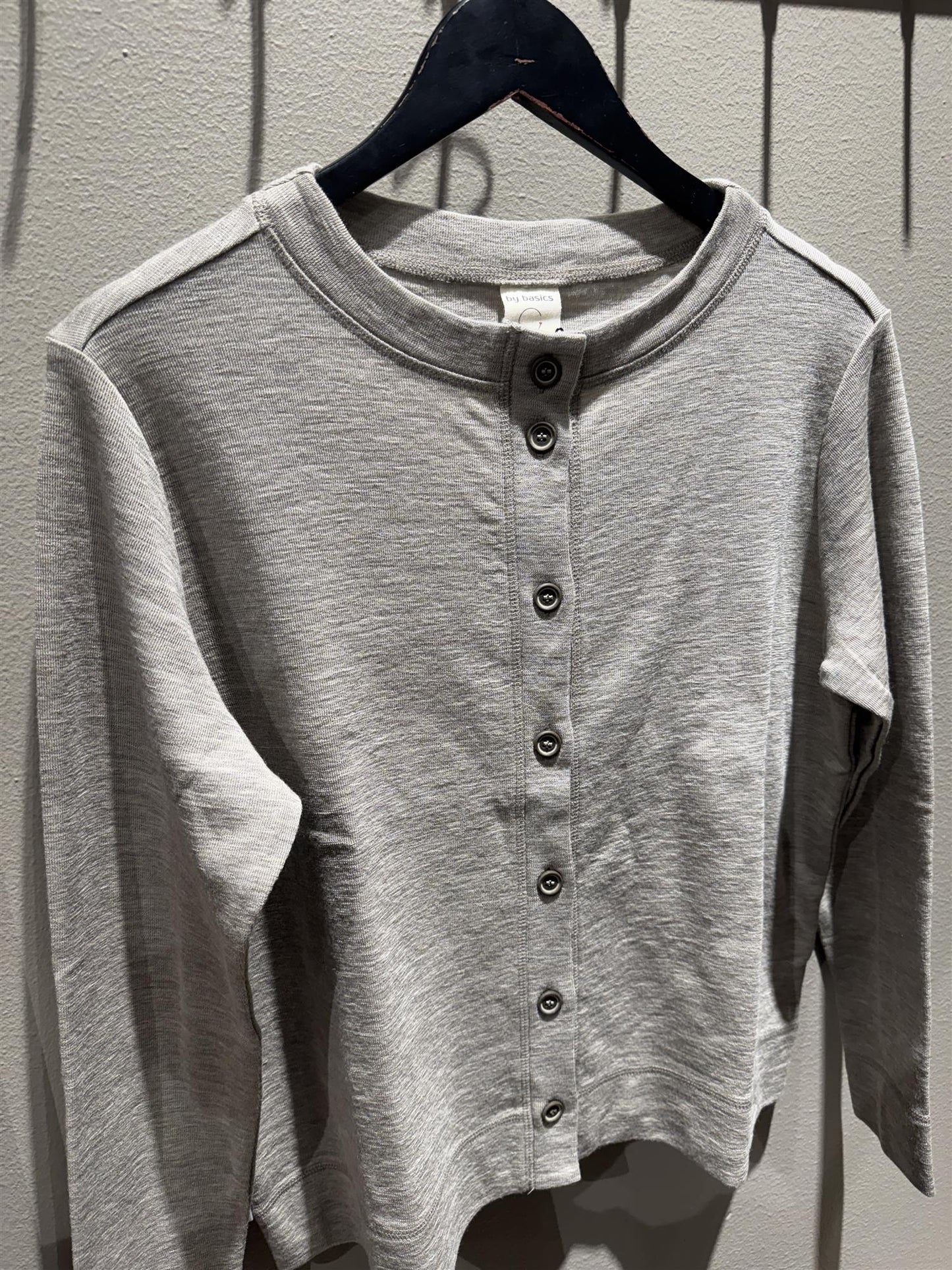 By Basics Box Cardigan R-Neck Elephant Melange