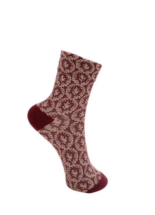 Black Colour Milena Lurex Sock Wine