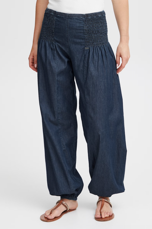 Pulz Jill Wide Denim Pant Dark Blue Denim