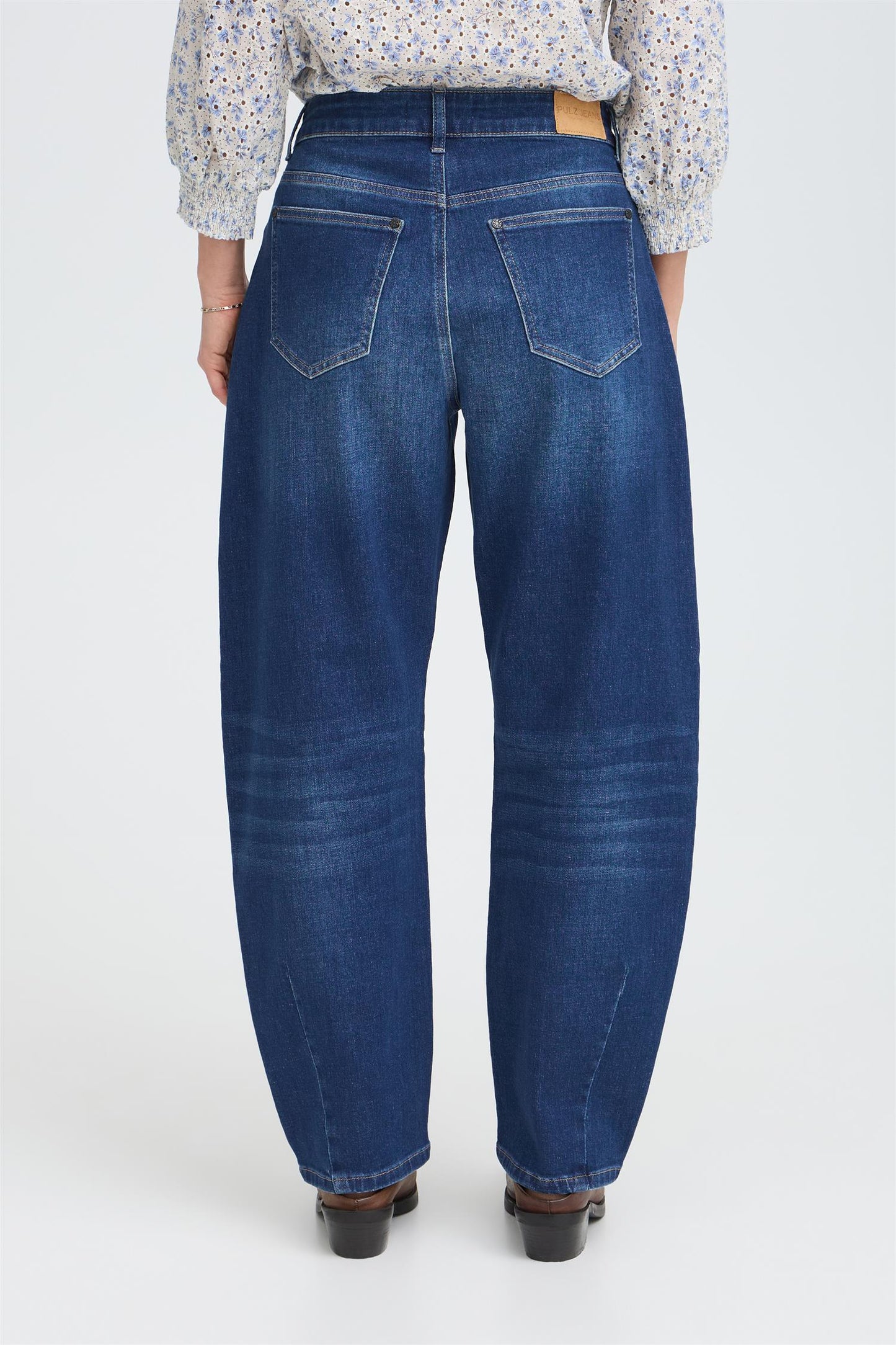 Pulz Anni HW Jeans Barrel Leg Dark Blue Denim