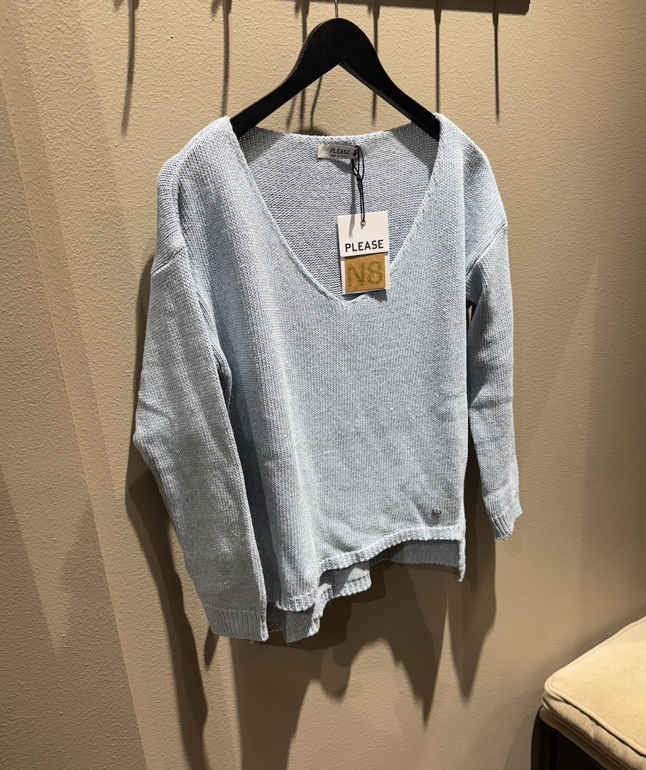 Please V-Neck Sweater Ghiaccio
