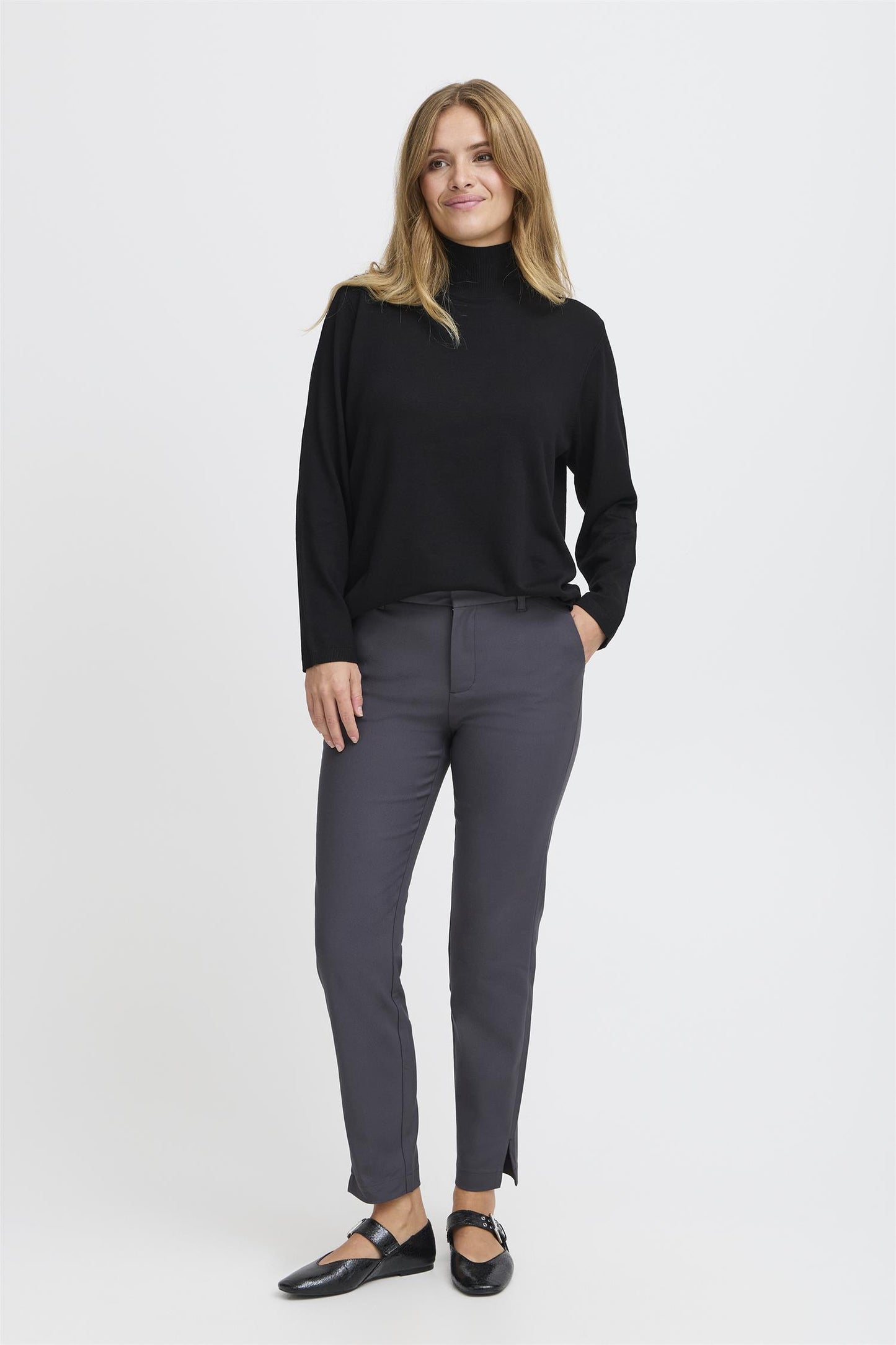 Pulz Bindy HW Pant Ankl. Skinny Leg Obsidian