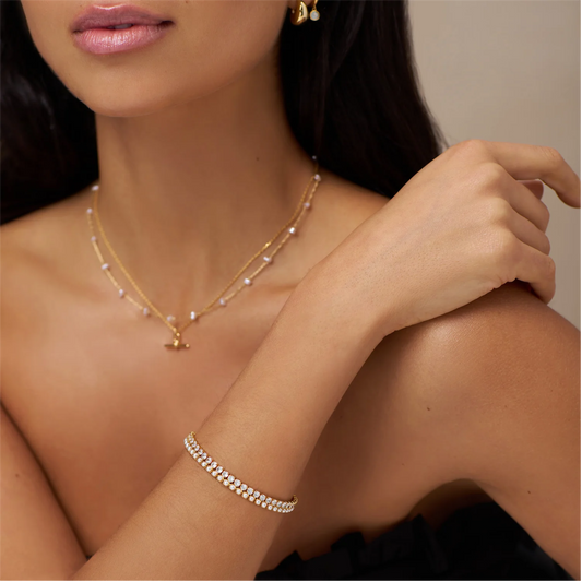 Orelia Crystal Tennis Bracelet Gold