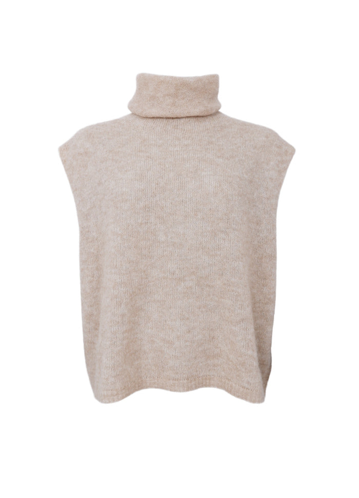 Black Colour Dell Roll Neck Knit Vest Natural