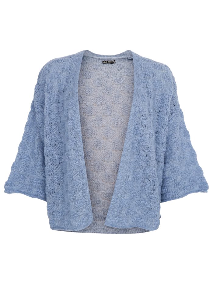 Black Colour Harris Knit Cardigan Soft Blue